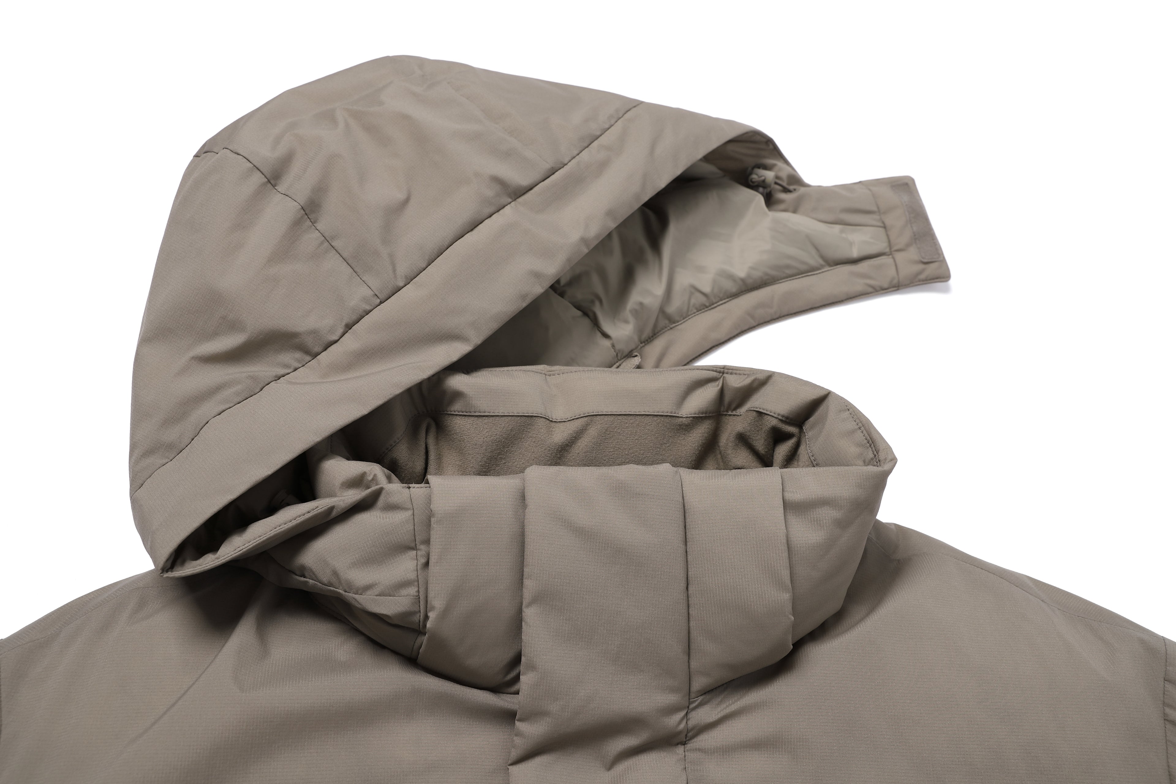 Unisex Seamless Detachable Hoodie Down Jacket- Oak Beige