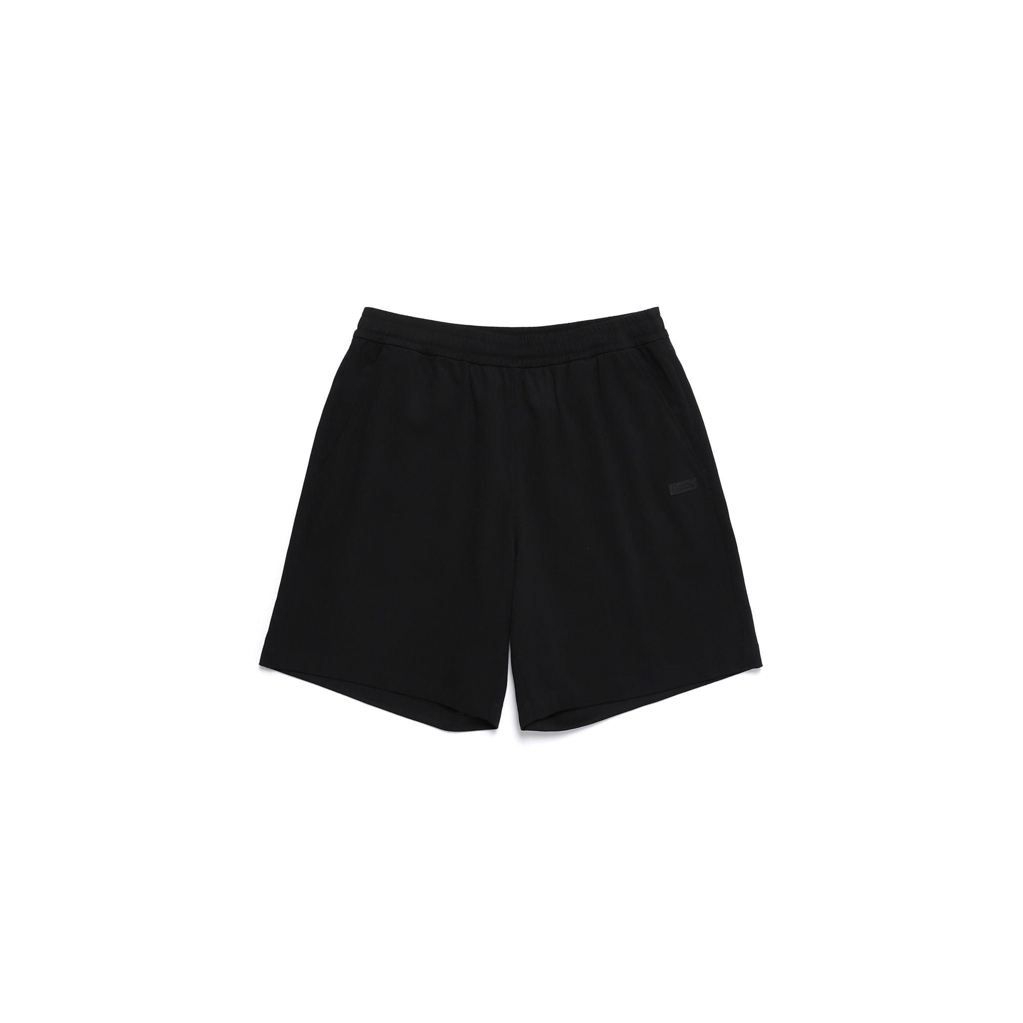 CRINKLE LONG-SHORT LENGTH PANTS- BLACK