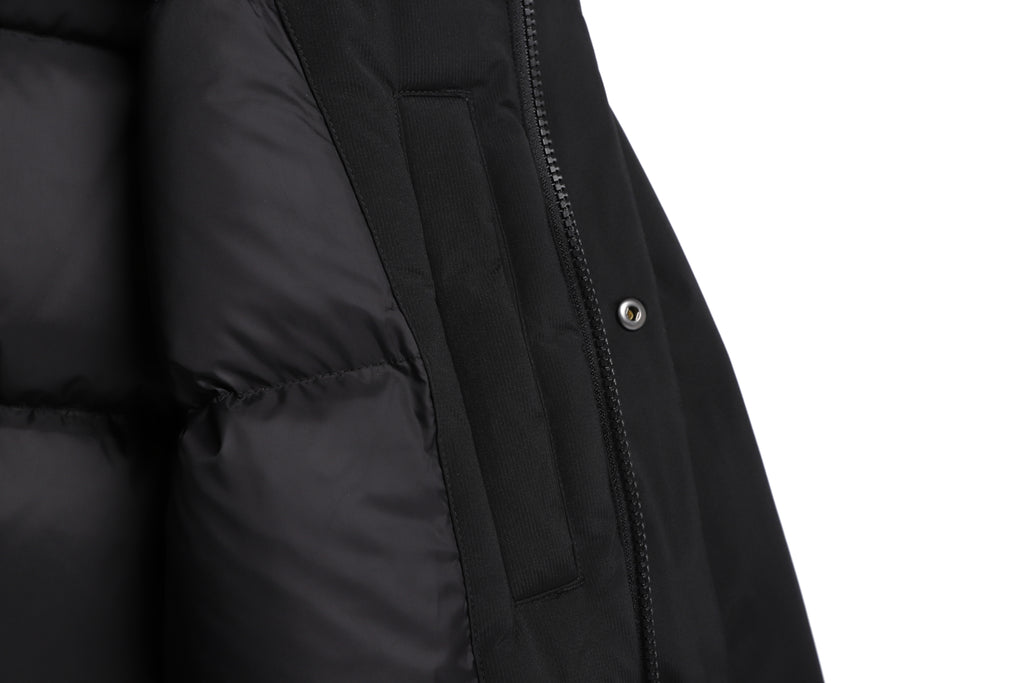 Unisex Seamless Detachable Hoodie Down Jacket- Black