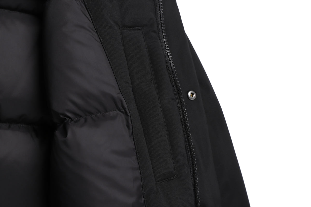 Unisex Seamless Detachable Hoodie Down Jacket- Black