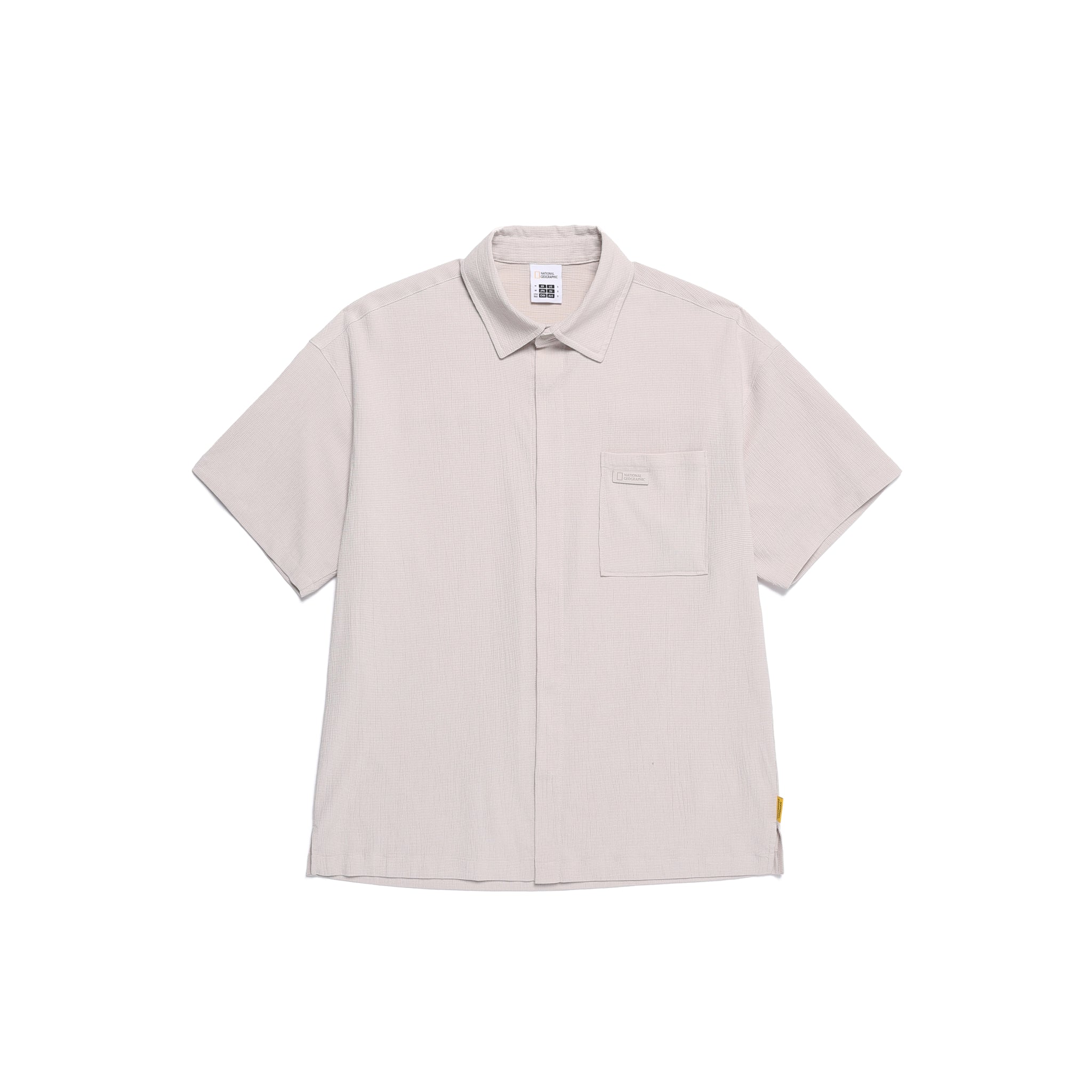 CRINKLE SEMI-OVER FIT SHORT SLEEVE T-SHIRT- OAK BEIGE