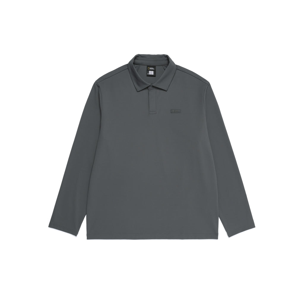 Men'S Caph Functional Long Sleeved Poloshirt- Iron Grey