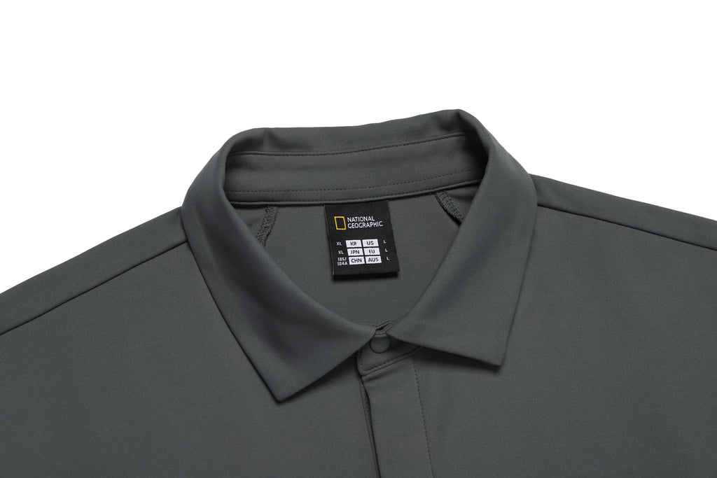 Men'S Caph Functional Long Sleeved Poloshirt- Iron Grey