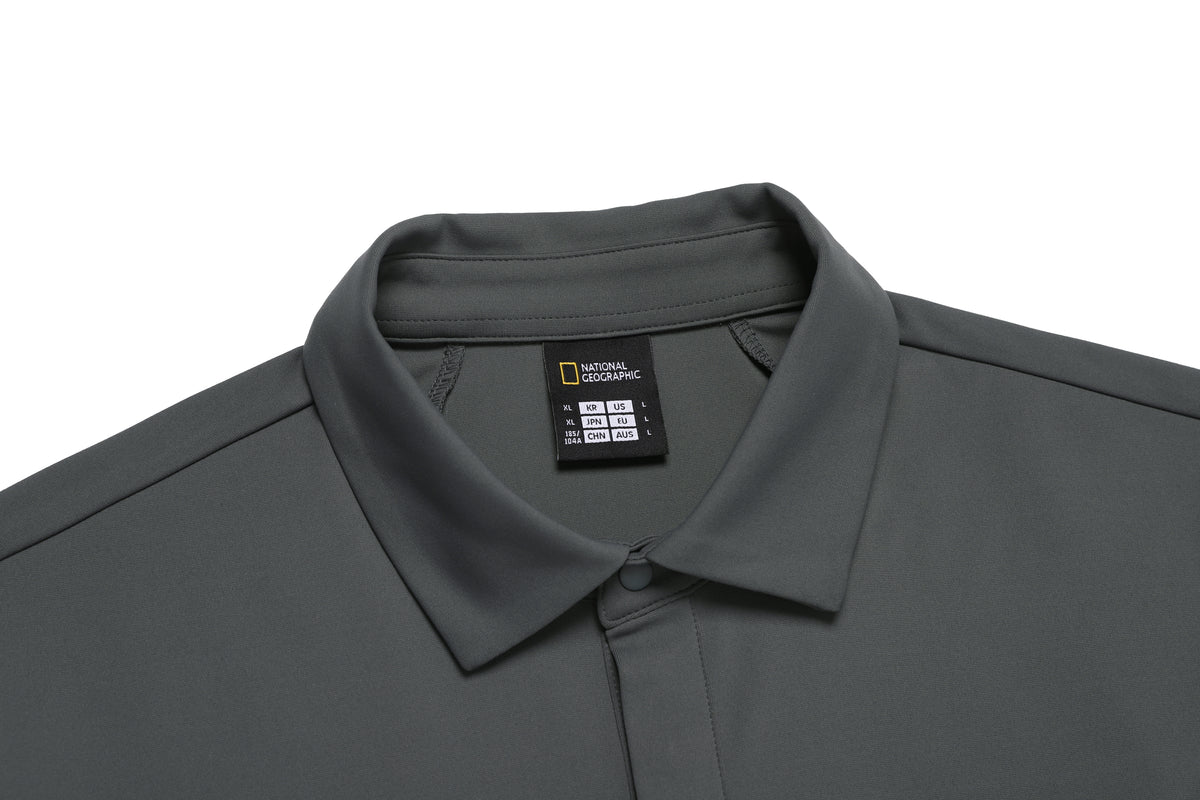 Men'S Caph Functional Long Sleeved Poloshirt- Iron Grey