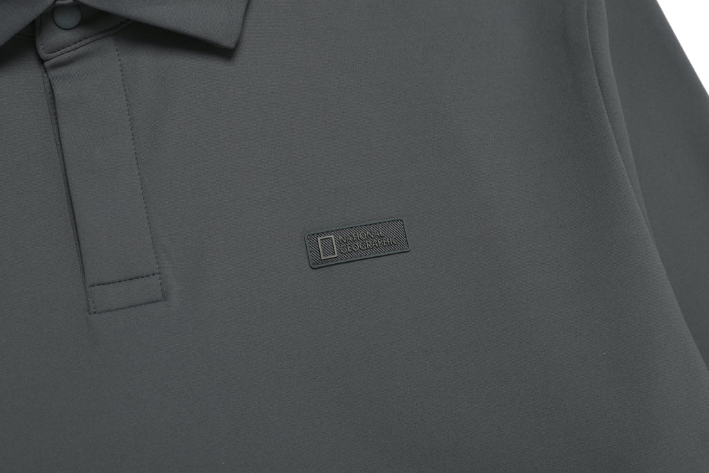 Men'S Caph Functional Long Sleeved Poloshirt- Iron Grey