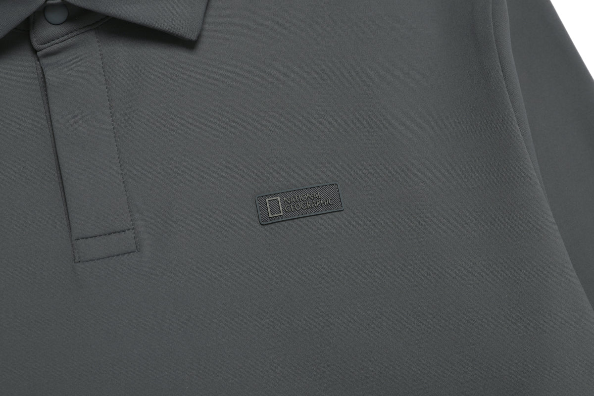 Men'S Caph Functional Long Sleeved Poloshirt- Iron Grey