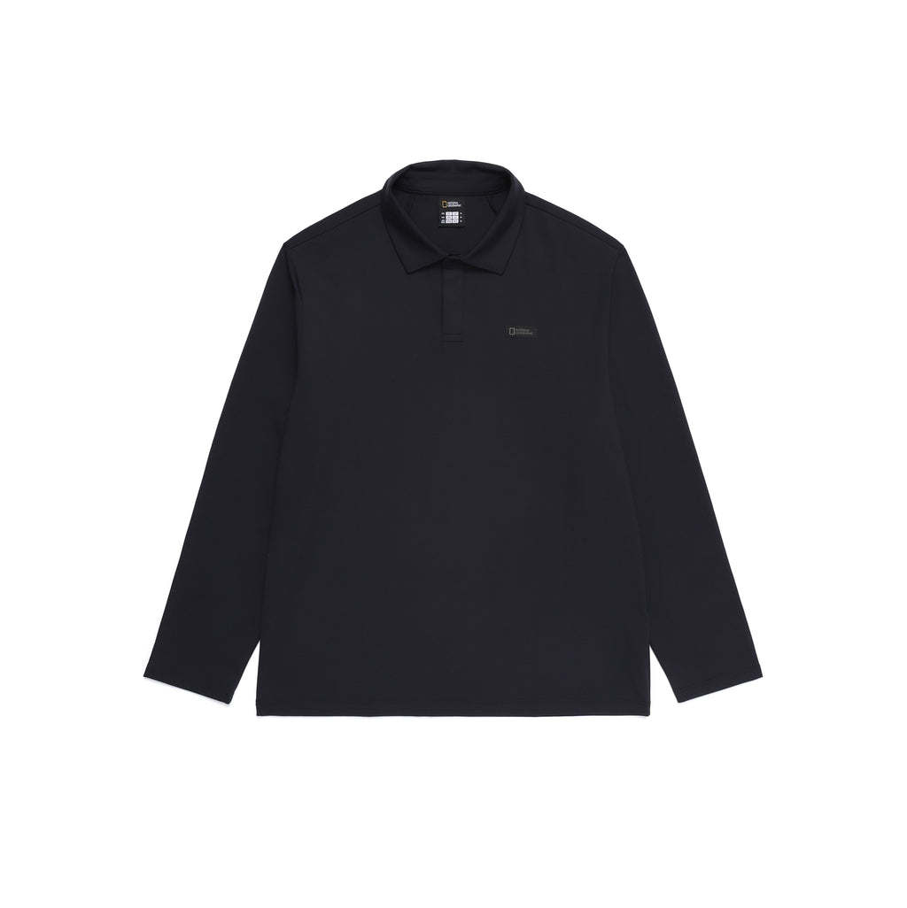 Men'S Caph Functional Long Sleeved Poloshirt- Black