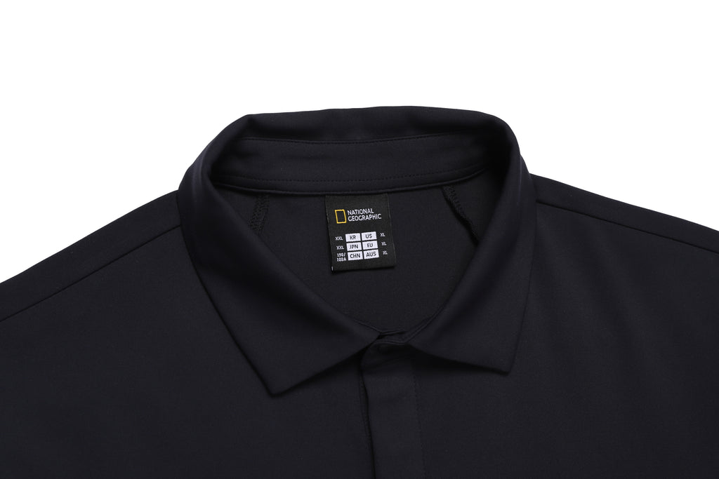 Men'S Caph Functional Long Sleeved Poloshirt- Black