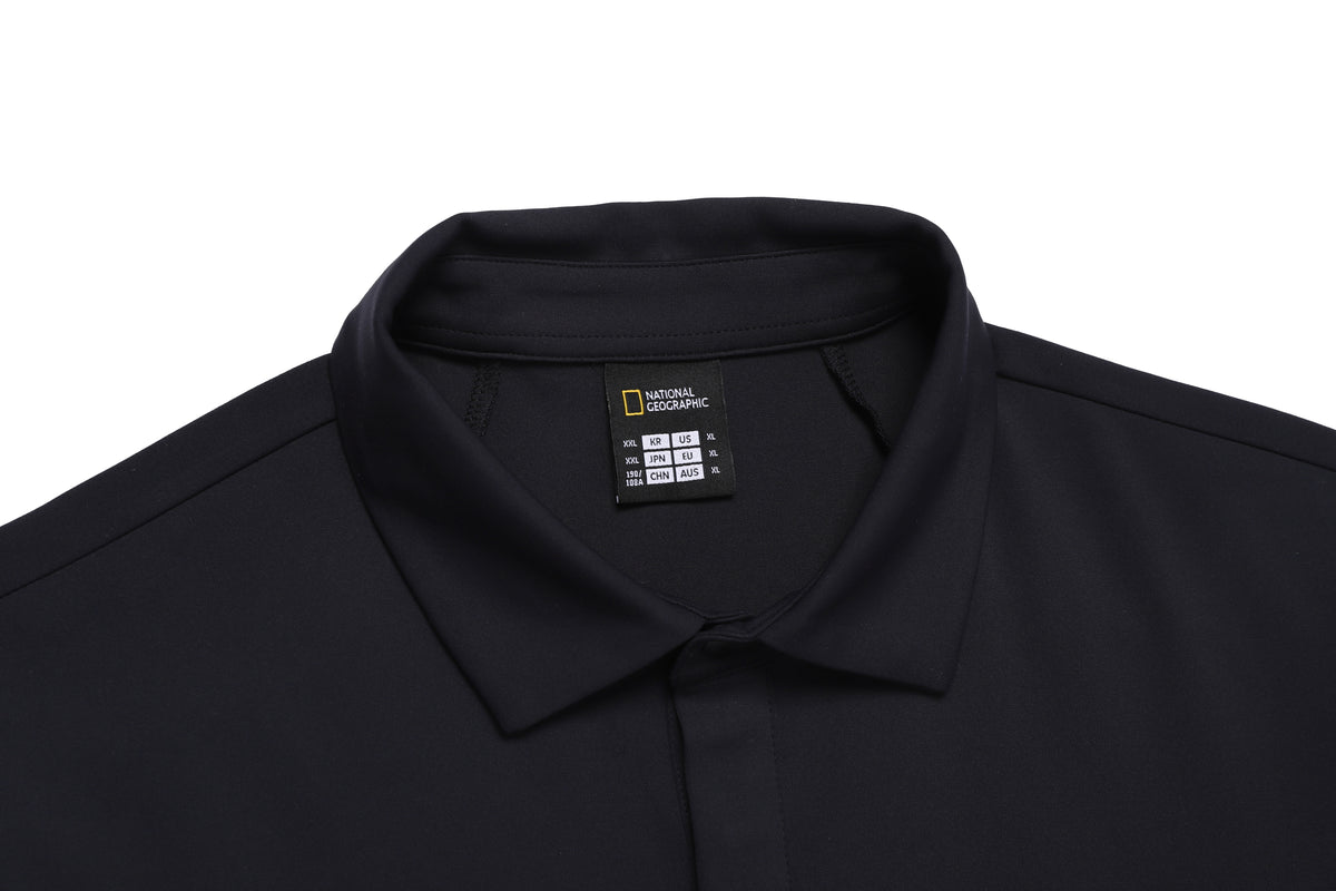 Men'S Caph Functional Long Sleeved Poloshirt- Black