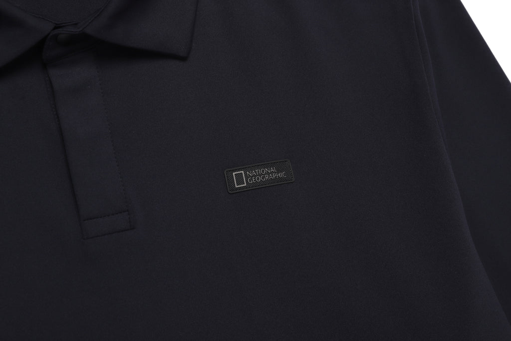 Men'S Caph Functional Long Sleeved Poloshirt- Black