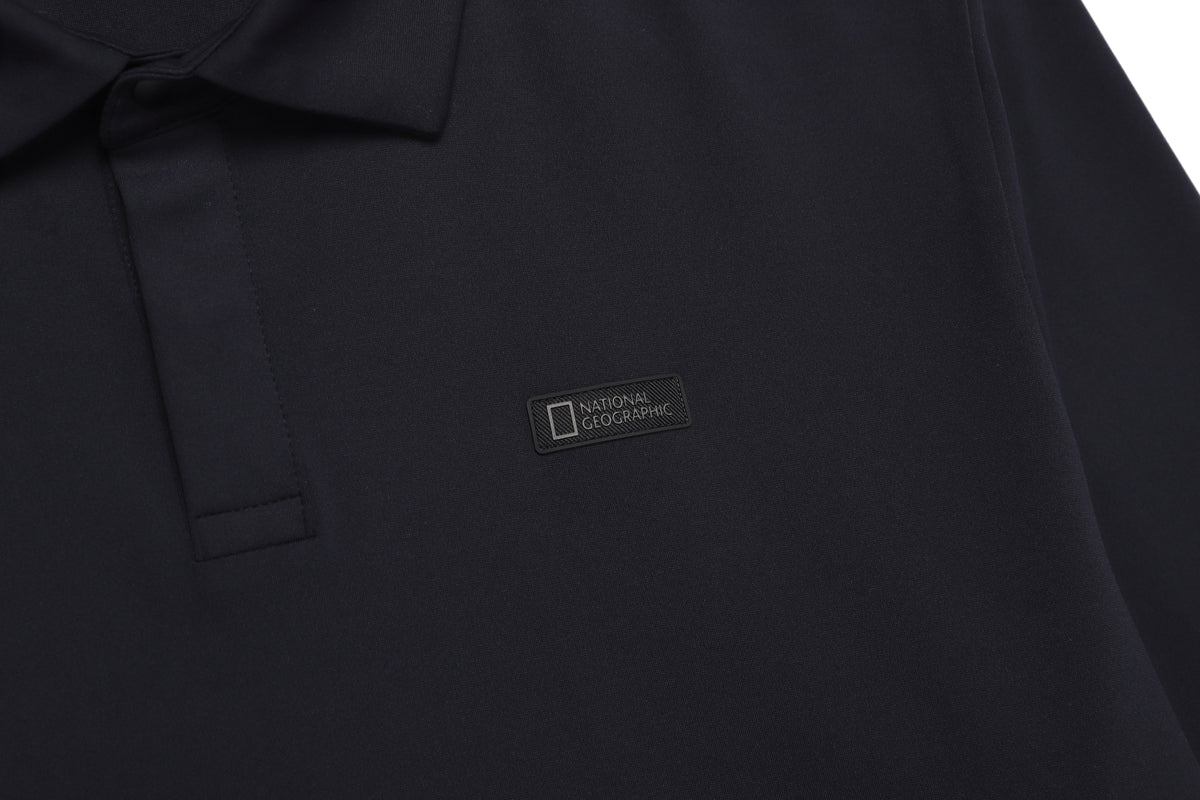 Men'S Caph Functional Long Sleeved Poloshirt- Black