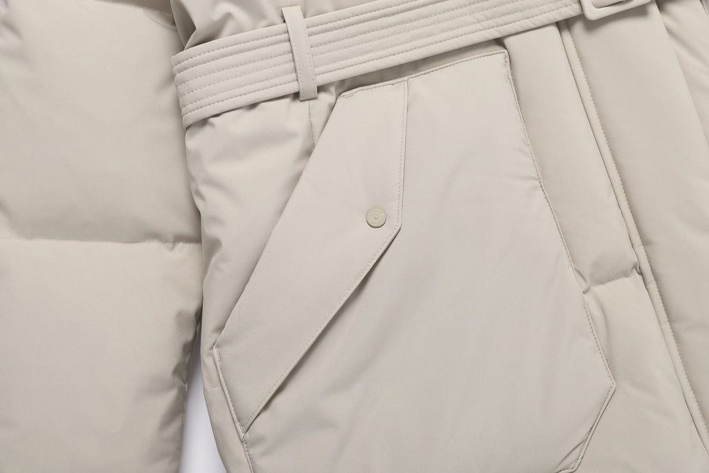 Women's Mid-Length Detachable Hood Goose Down Jacket