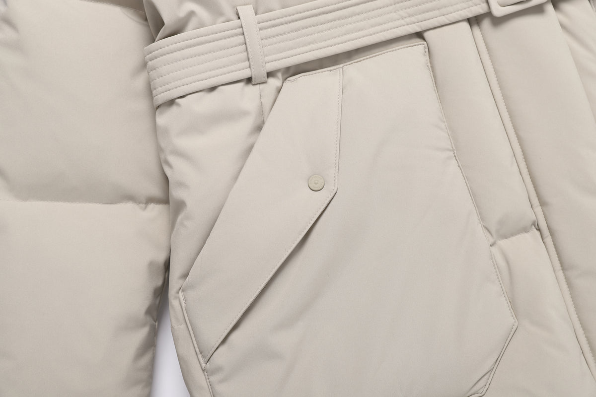 Women's Mid-Length Detachable Hood Goose Down Jacket