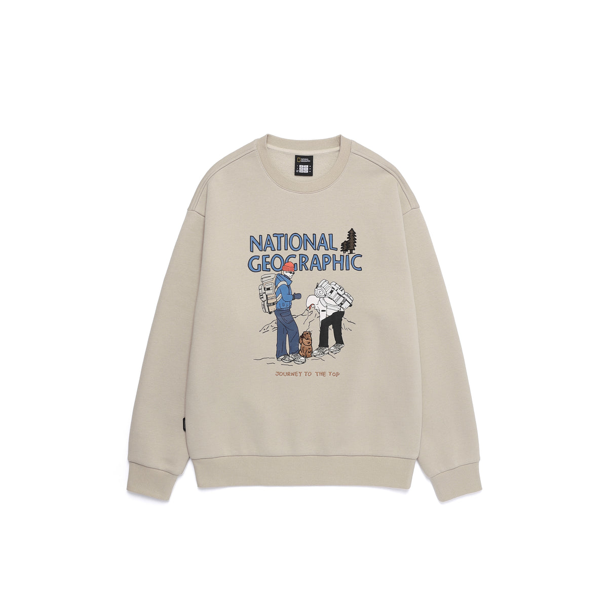 Unisex Treasure Crew Graphic Fleece Sweatshirts- Beige