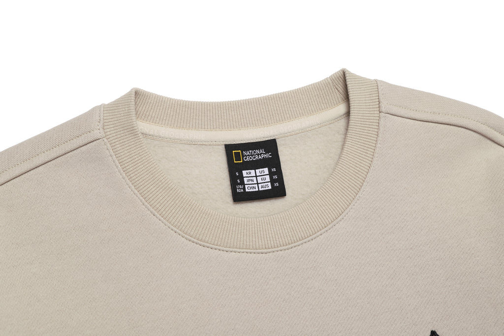 Unisex Treasure Crew Graphic Fleece Sweatshirts- Beige