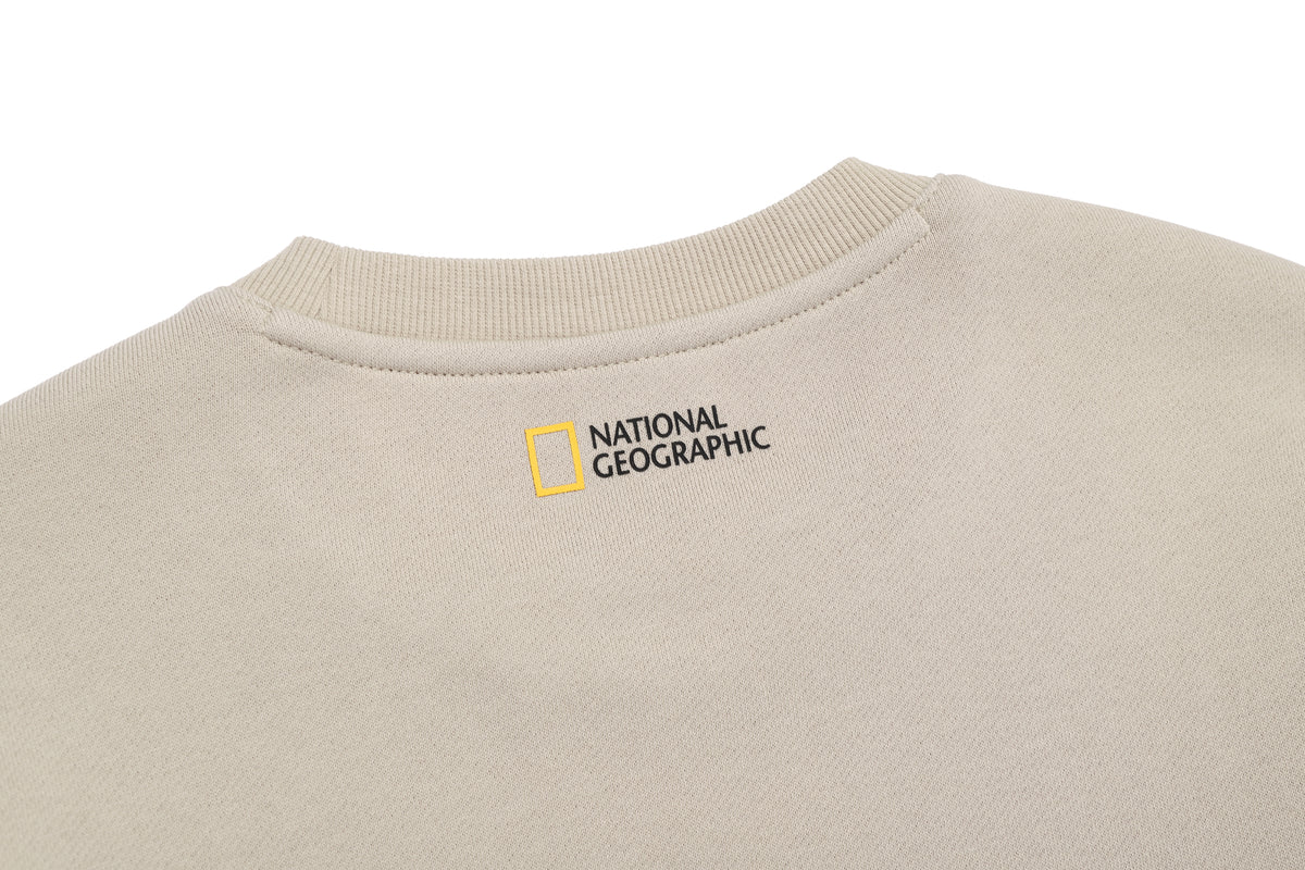 Unisex Treasure Crew Graphic Fleece Sweatshirts- Beige