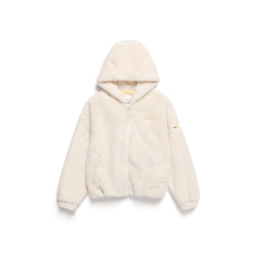KIDS ECO FUR HOODED JACKET- CREAM