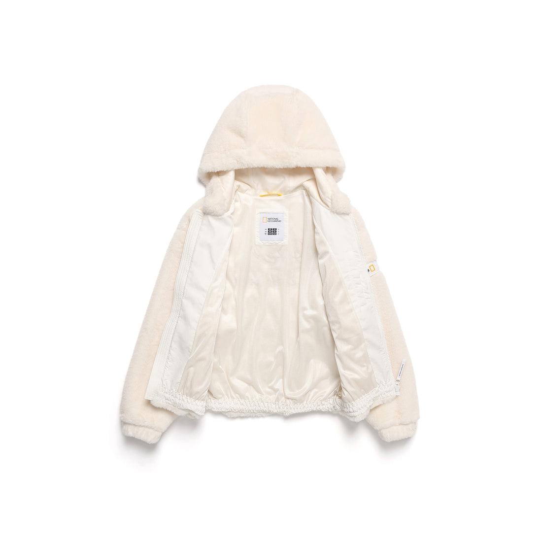 KIDS ECO FUR HOODED JACKET- CREAM