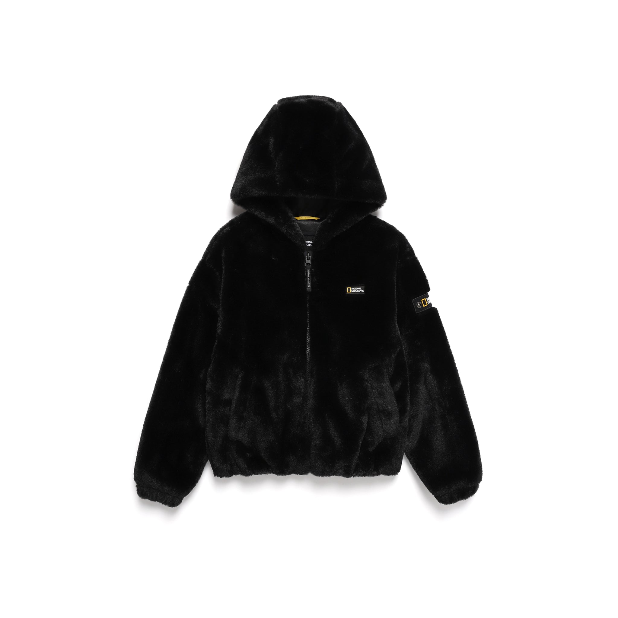 KIDS ECO FUR HOODED JACKET- CARBON BLACK