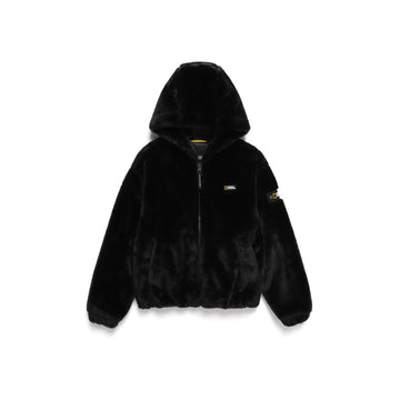 KIDS ECO FUR HOODED JACKET- CARBON BLACK