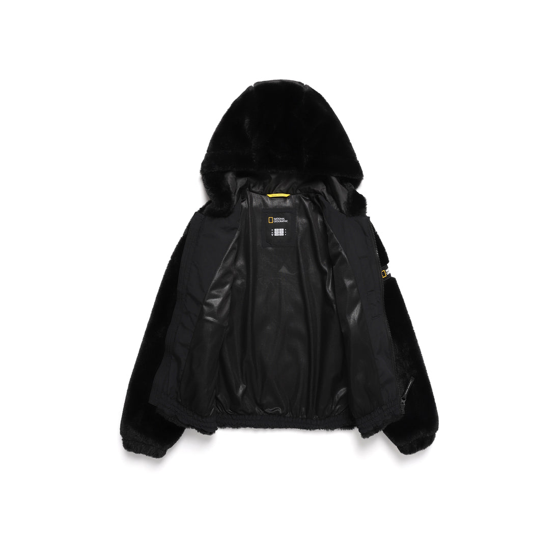 KIDS ECO FUR HOODED JACKET- CARBON BLACK
