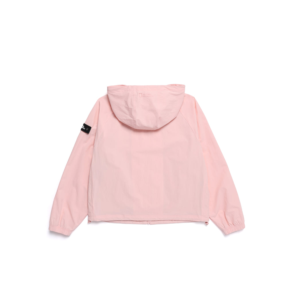 Women'S Adelie Light Woven Stretch Full Zip Up Hooded Jacket- L/Pink