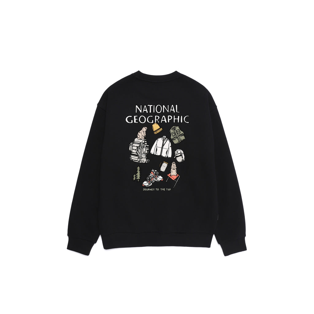 Unisex Treasure Crew Graphic Fleece Sweatshirts- Black