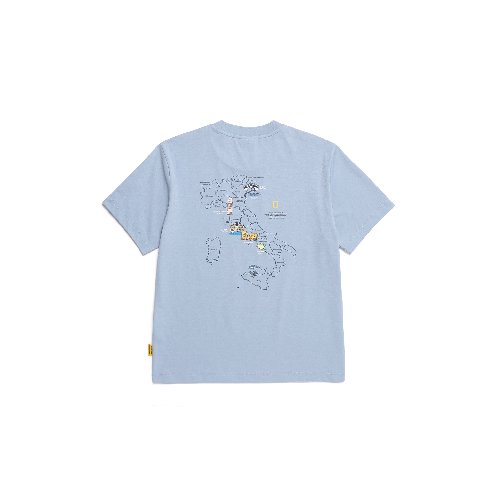UNISEX CROW COOL MAX WORLD MAP BASIC FIT SS T-SHIRT- STONE BLUE