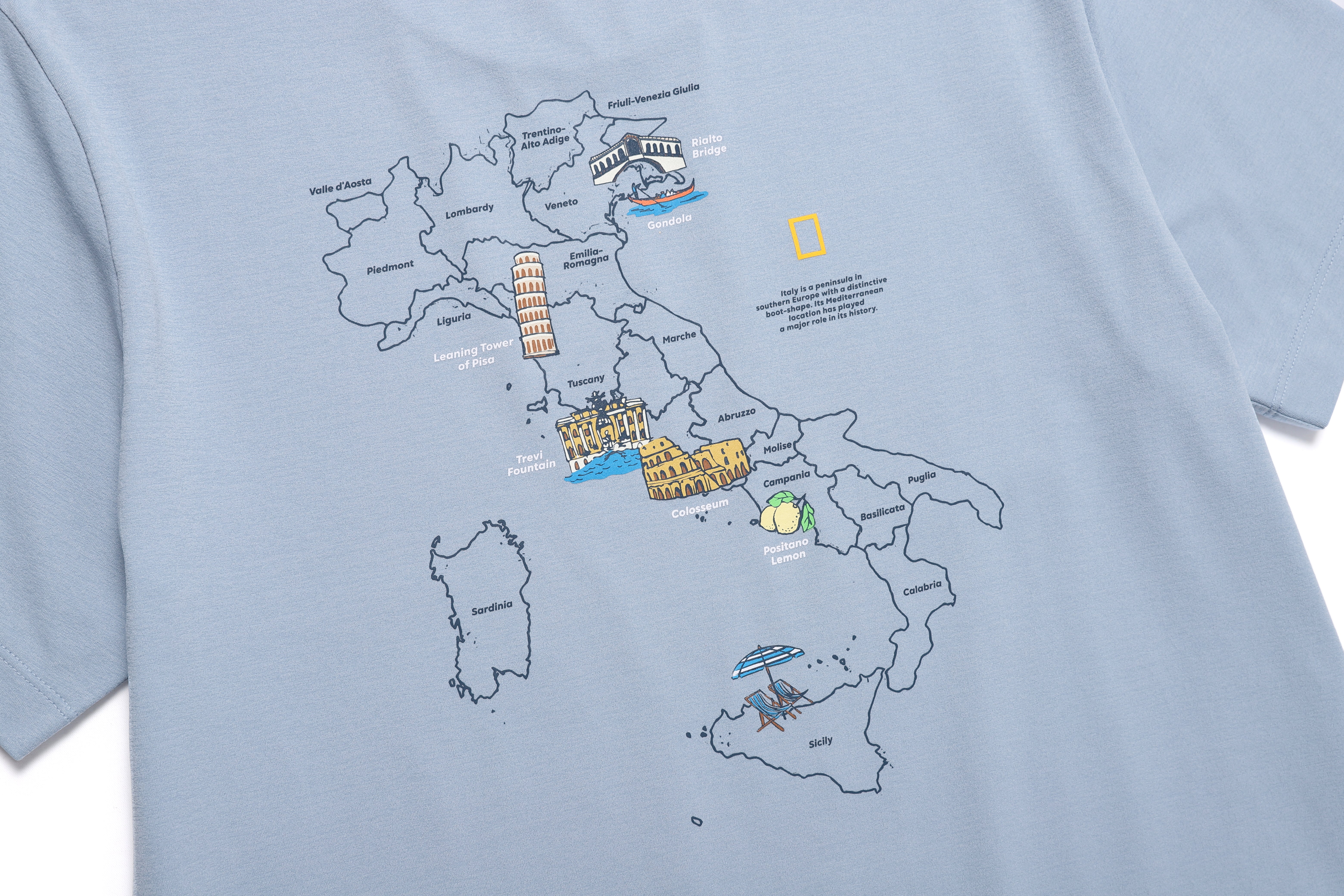 UNISEX CROW COOL MAX WORLD MAP BASIC FIT SS T-SHIRT- STONE
