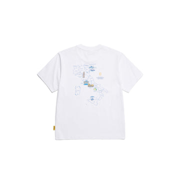 UNISEX CROW COOL MAX WORLD MAP BASIC FIT SS T-SHIRT- WHITE