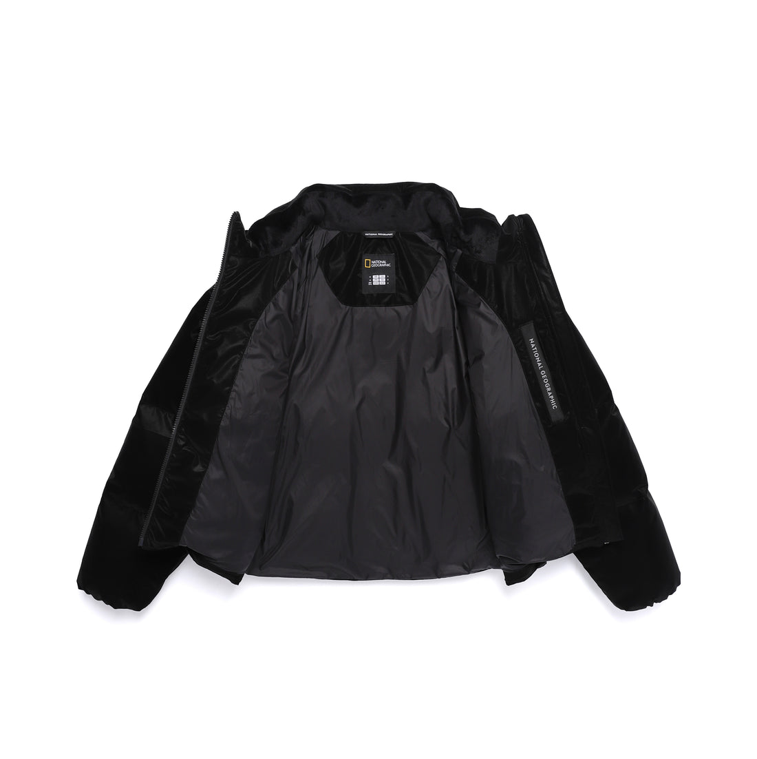 WOMEN'S LEATHER LIKE HIGH NECK DUCK DOWN JACKET- BLACK