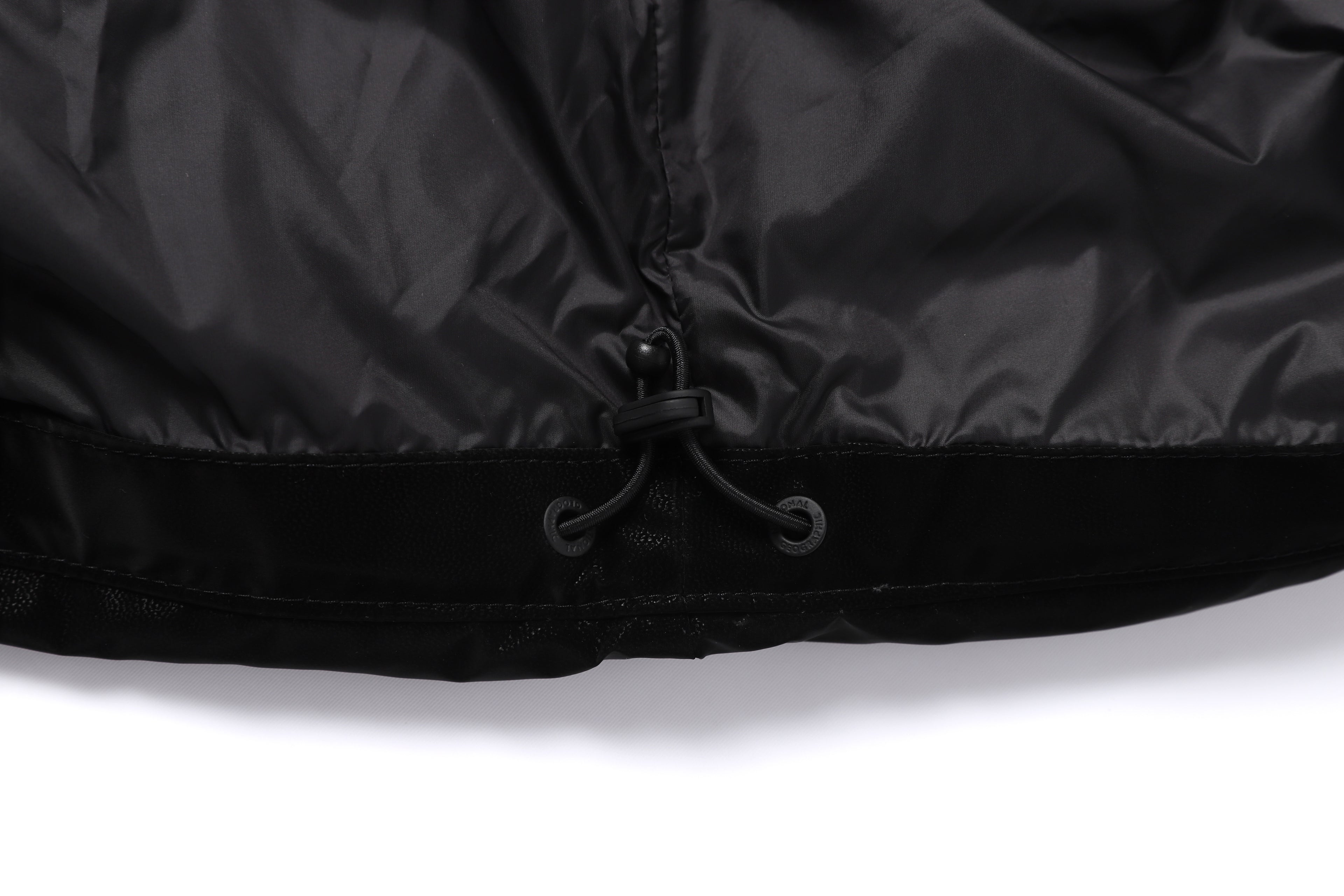 Women's Leather Like High Neck Duck Down Jacket- Black