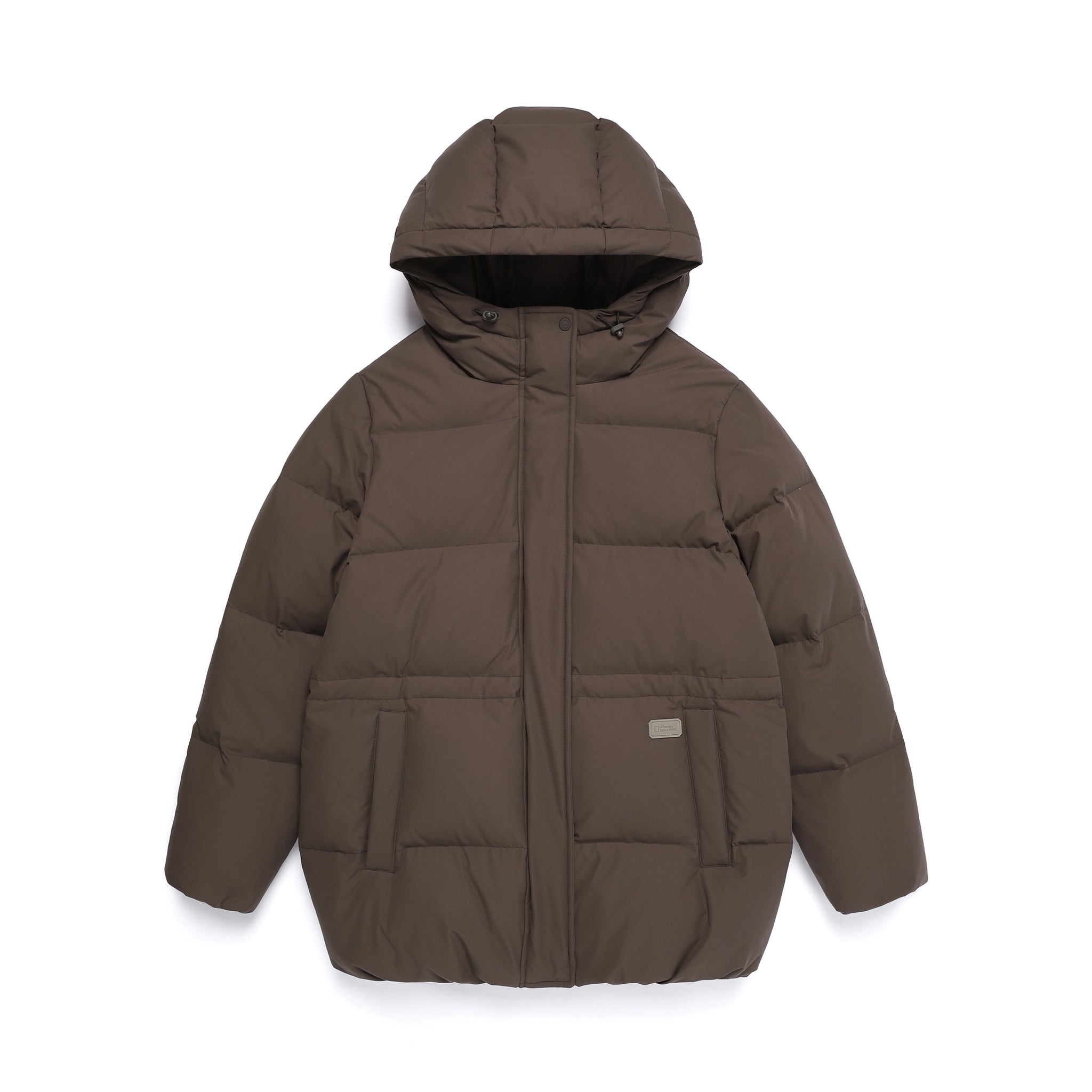 WOMEN'S MID-STRING HOODED DUCK DOWN JACKET- BROWN