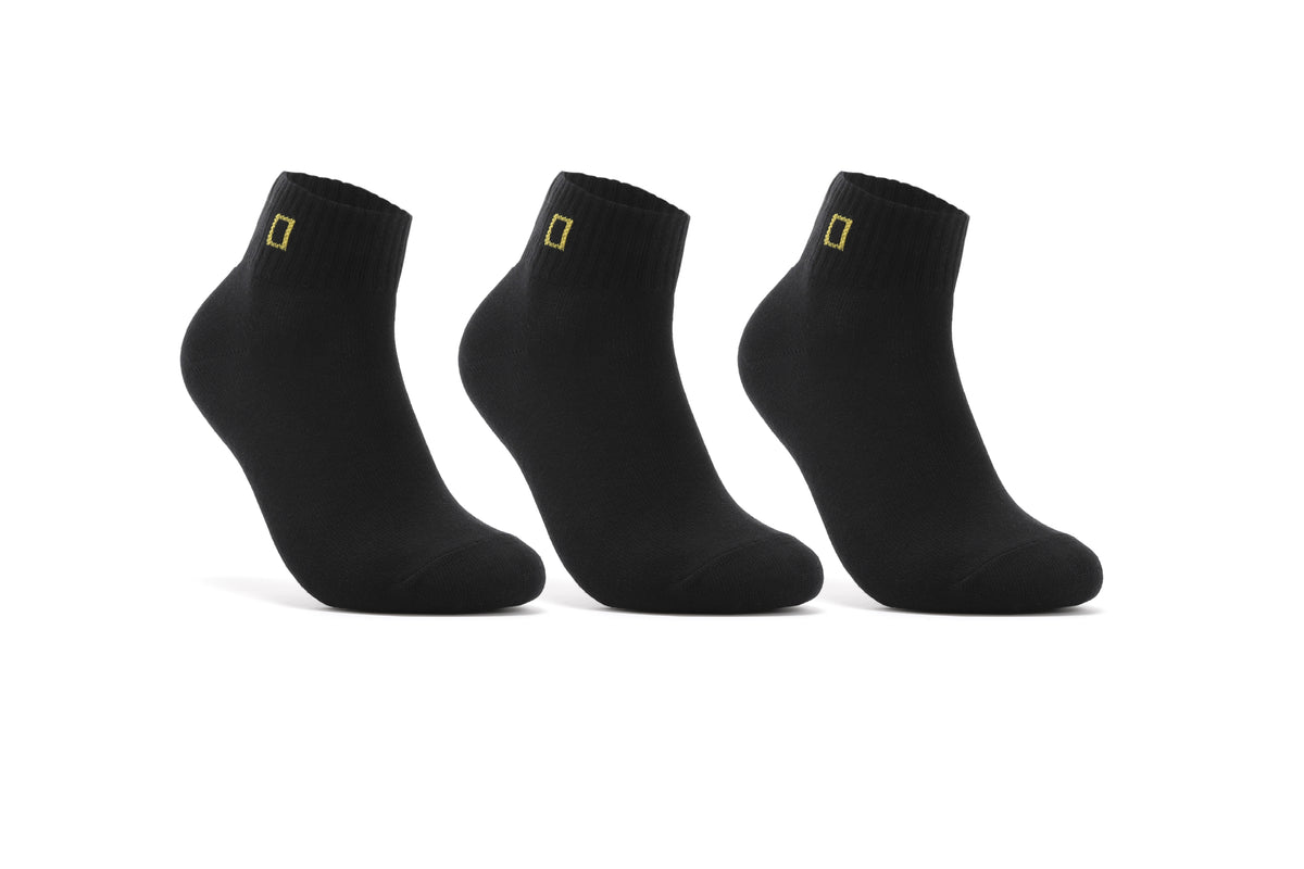 Unisex Ankle Socks 3 Pack Bundle- Black