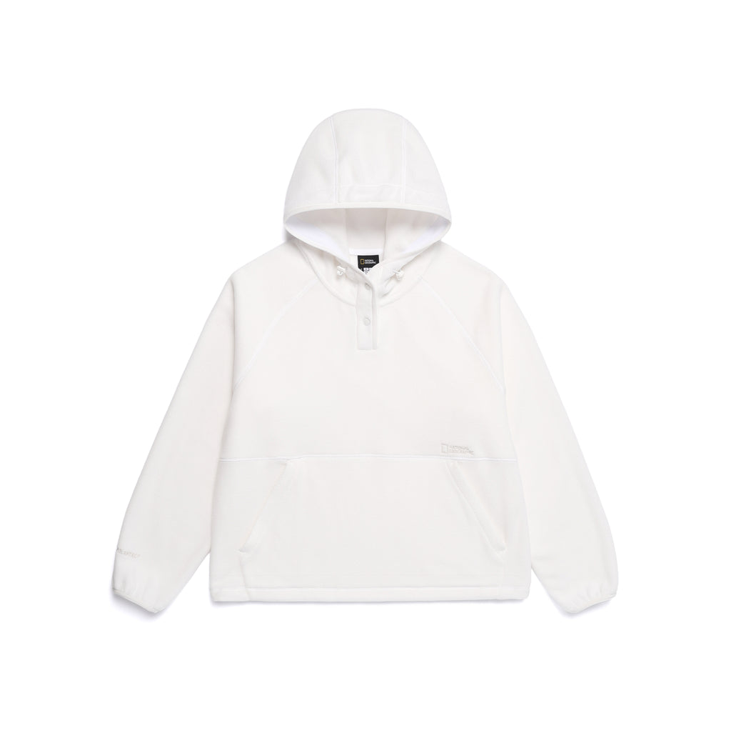Women'S [Polartec] Naos Fleece Half Zip Up Hoodie- O/White
