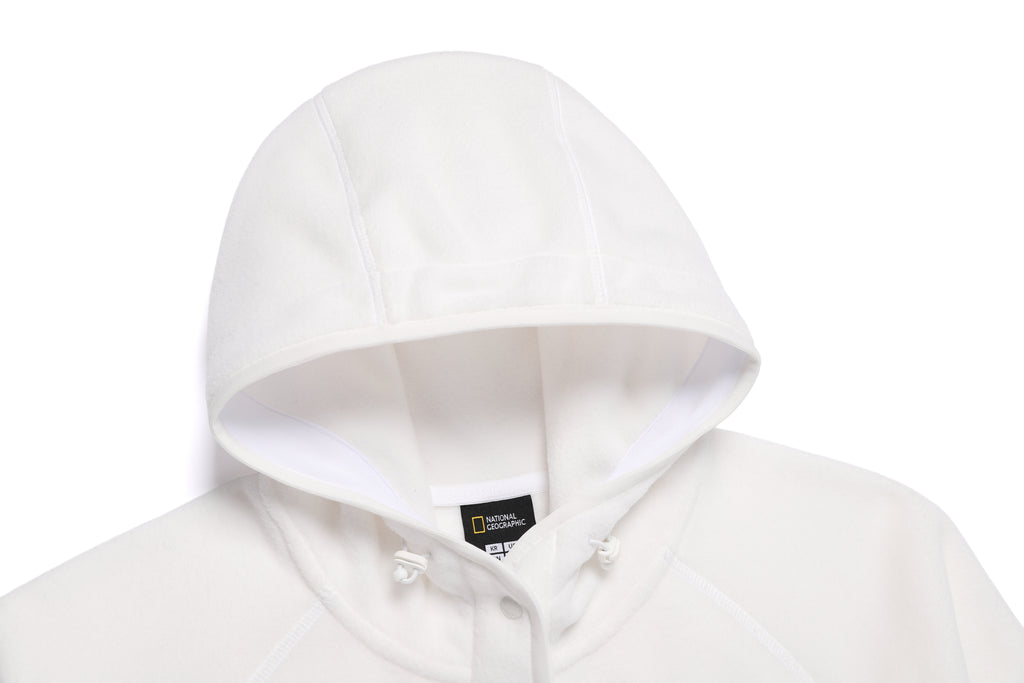 Women'S [Polartec] Naos Fleece Half Zip Up Hoodie- O/White