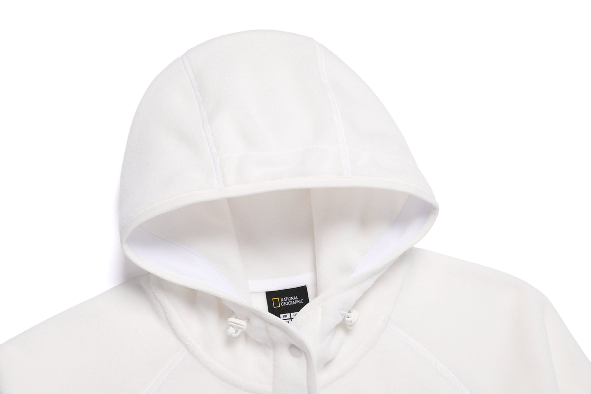 Women'S [Polartec] Naos Fleece Half Zip Up Hoodie- O/White