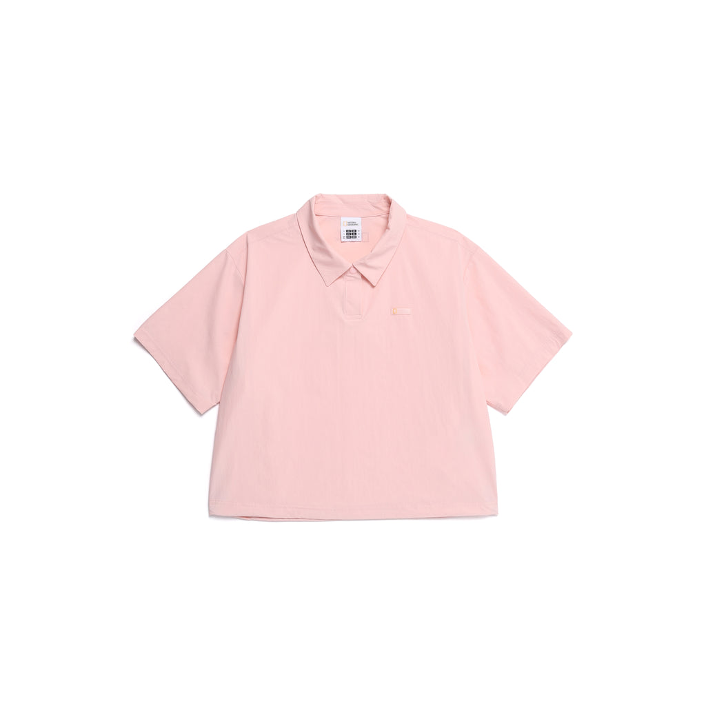 Women'S Adelie Light Woven Stretch Collar T-Shirt- L/Pink