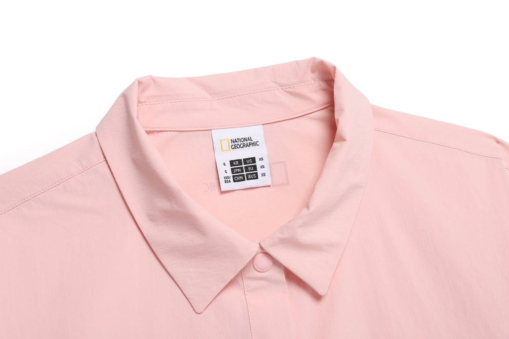 Women'S Adelie Light Woven Stretch Collar T-Shirt- L/Pink