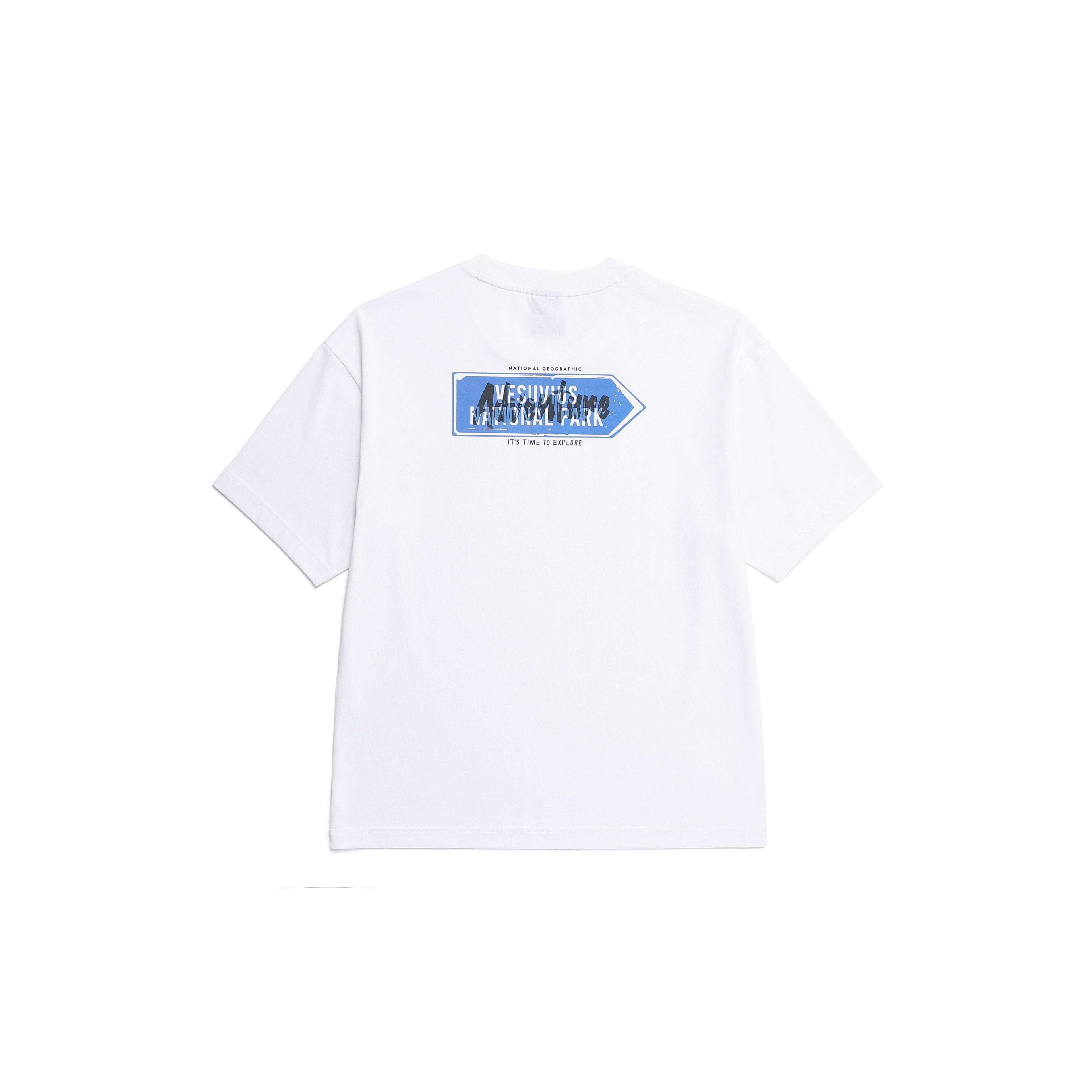 Unisex Treasure Signpost Semi-Over Fit Graphic H/Tee- White