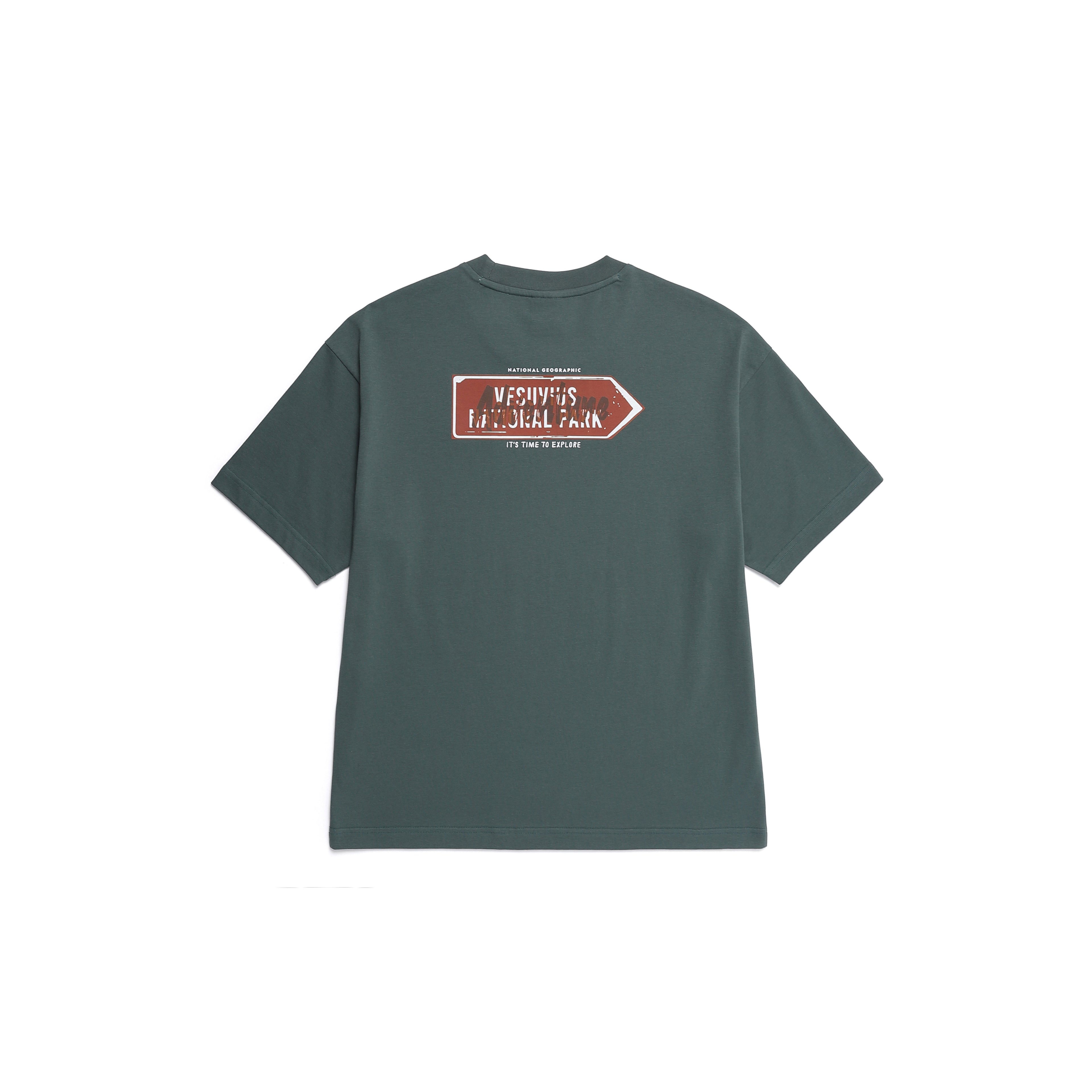 Unisex Treasure Signpost Semi-Over Fit Graphic H/Tee- D/Green