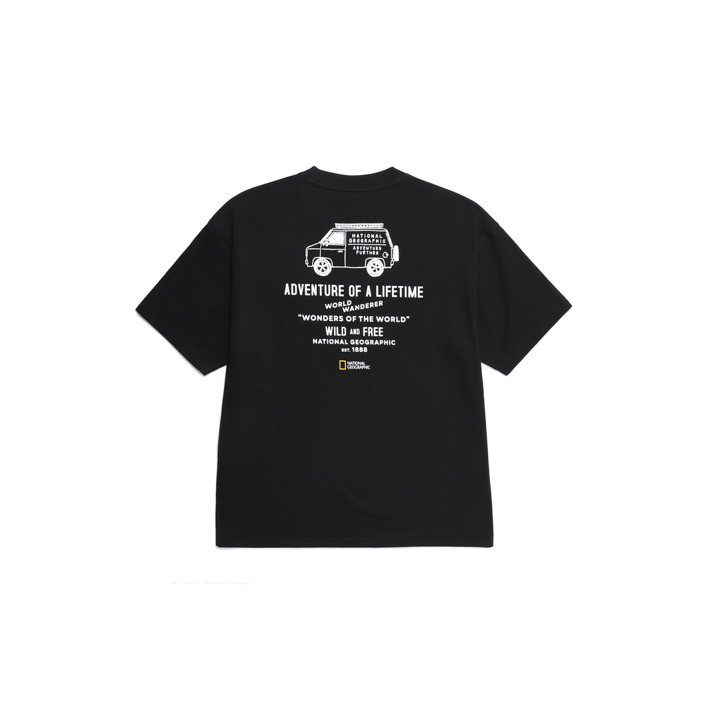 Unisex Treasure Old Van Semi Oversized Graphic Tee- Carbon Black