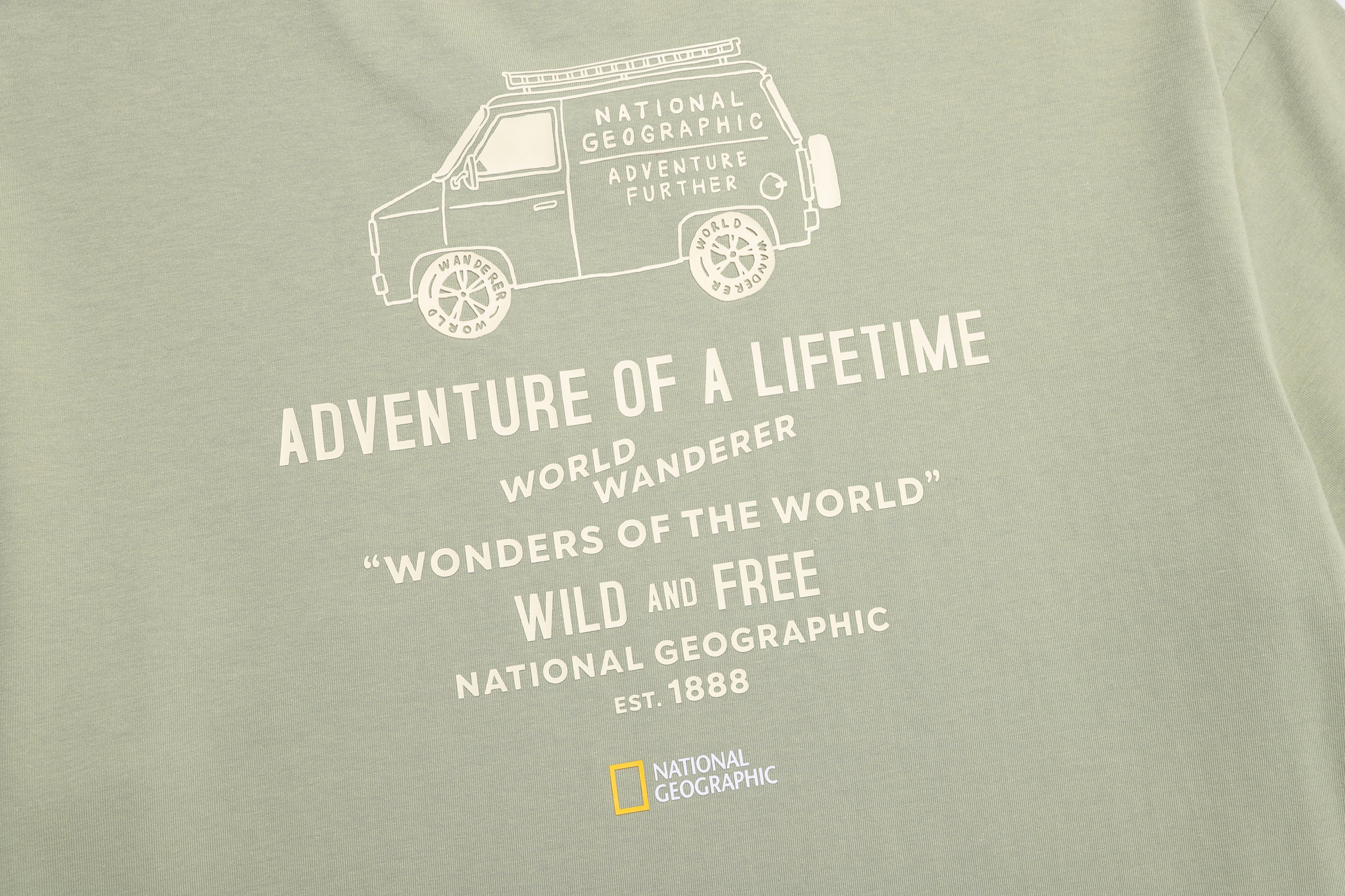 Unisex Treasure Old Van Semi Oversized Graphic Tee- Olive Green