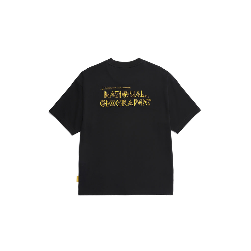 Unisex Regen Constellation Graphic Semi- Oversized T-Shirt- Black