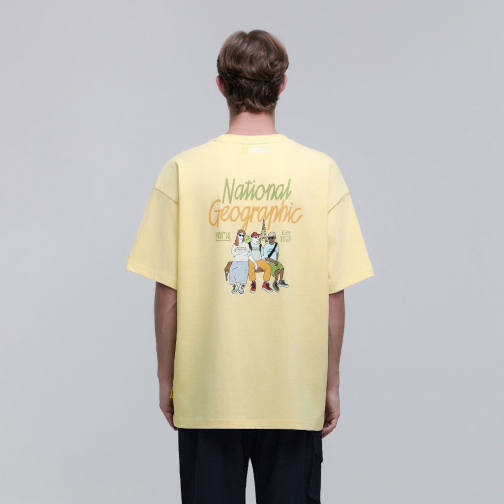 Unisex Regen Askin Travel Graphic Semi Oversized T-Shirt- L/Blue