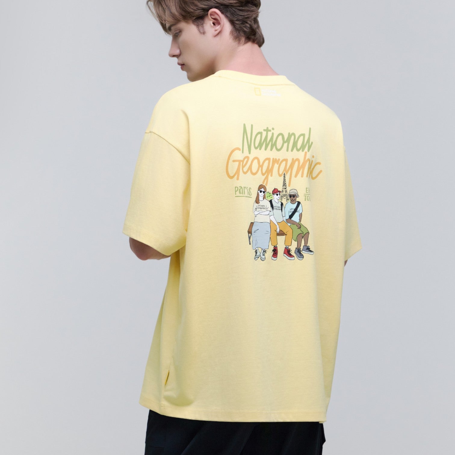 UNISEX REGEN ASKIN TRAVEL GRAPHIC SEMI OVERSIZED T-SHIRT- YELLOW