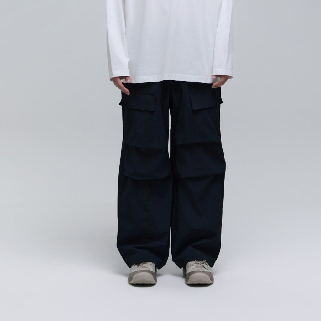 Unisex Parachute Wide Fit Pants- Carbon Black