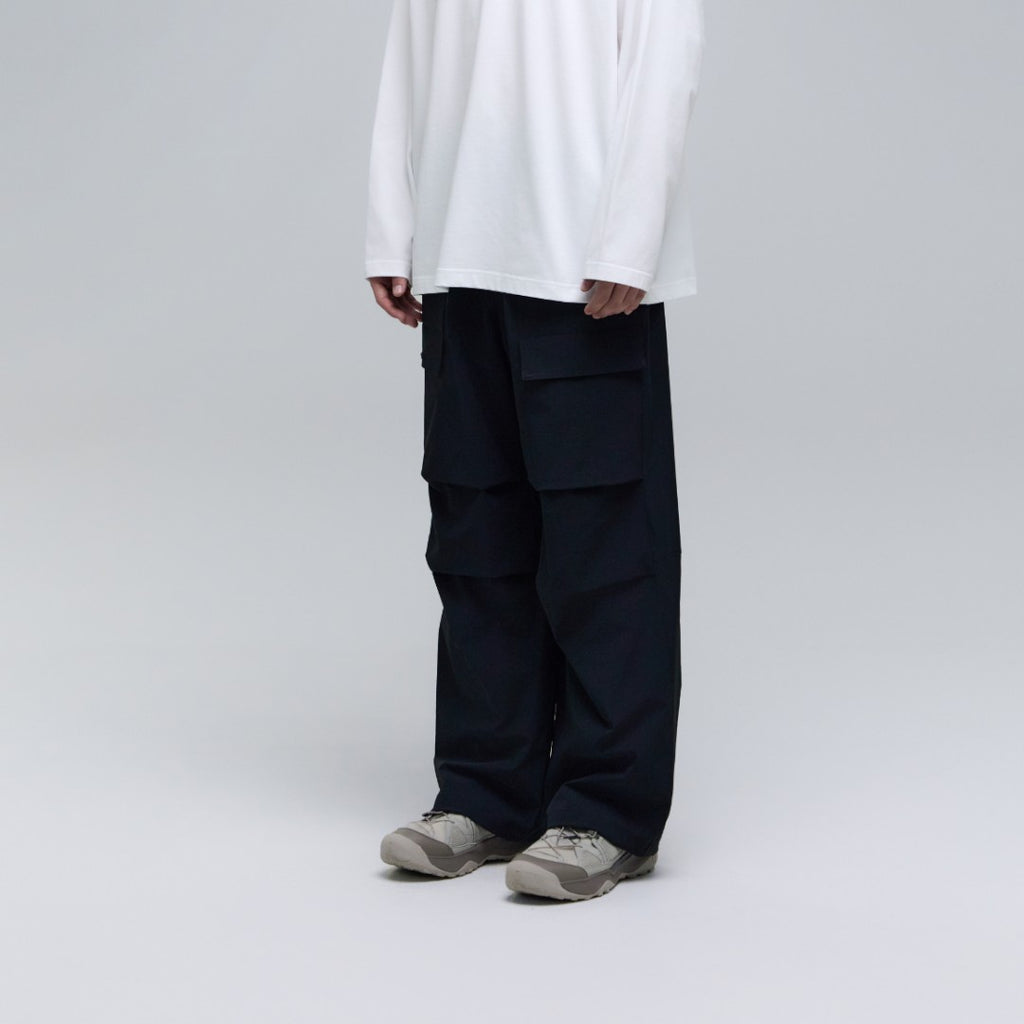 Unisex Parachute Wide Fit Pants- Carbon Black