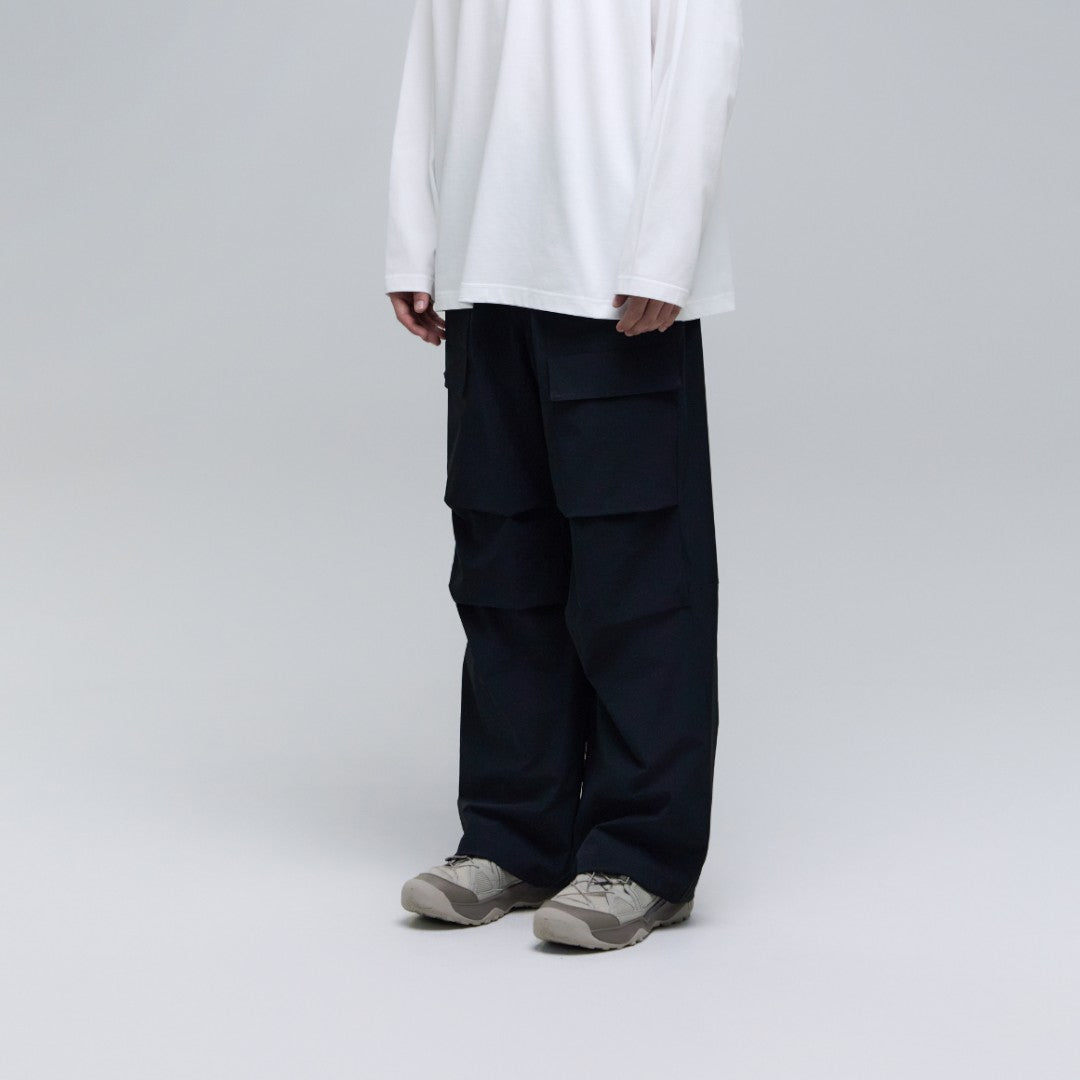 Unisex Parachute Wide Fit Pants- Carbon Black