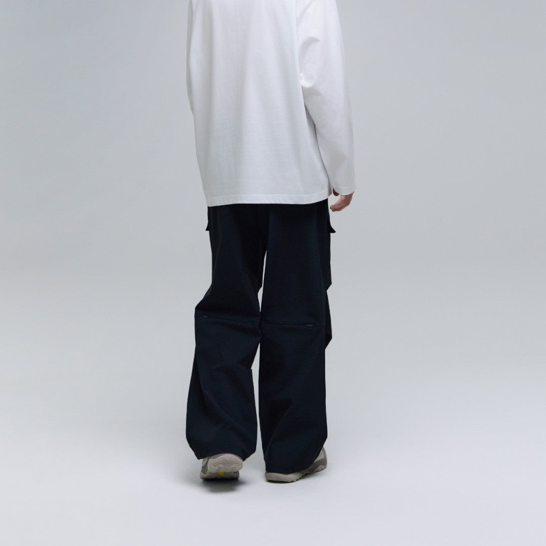 Unisex Parachute Wide Fit Pants- Carbon Black